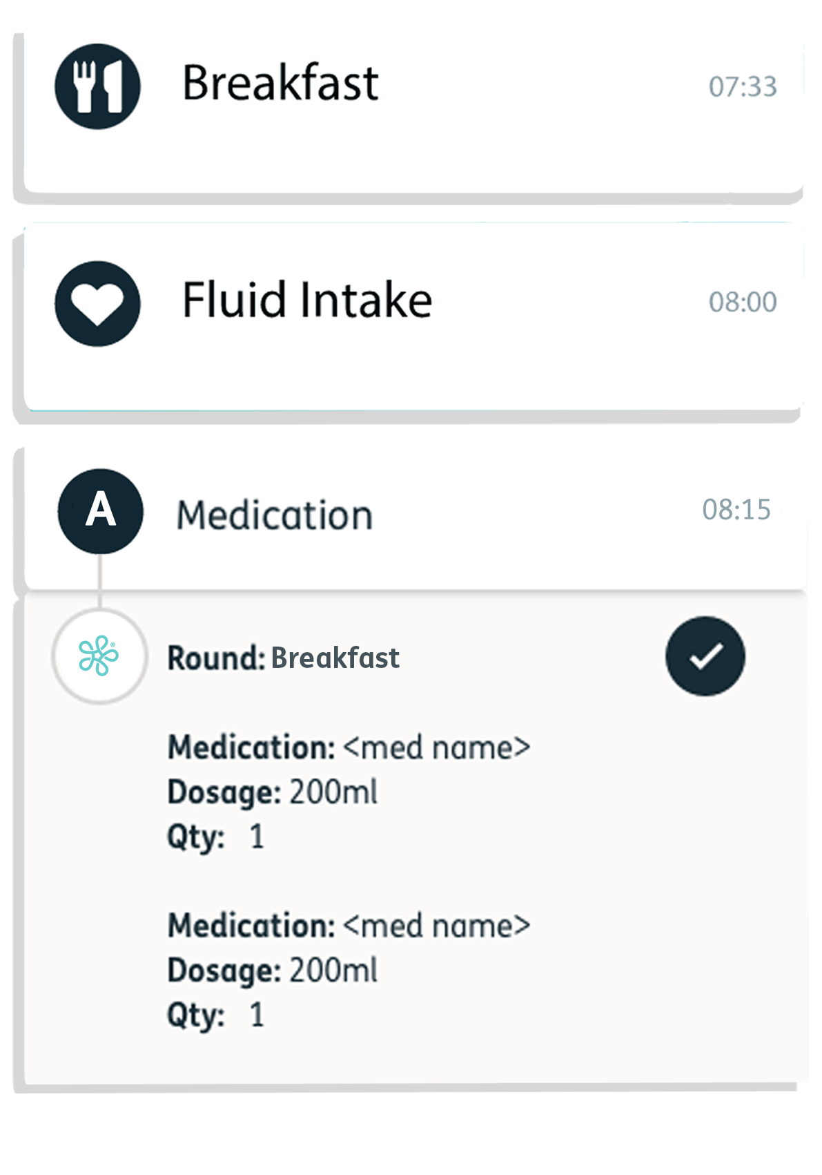 Digital care software: interface medication